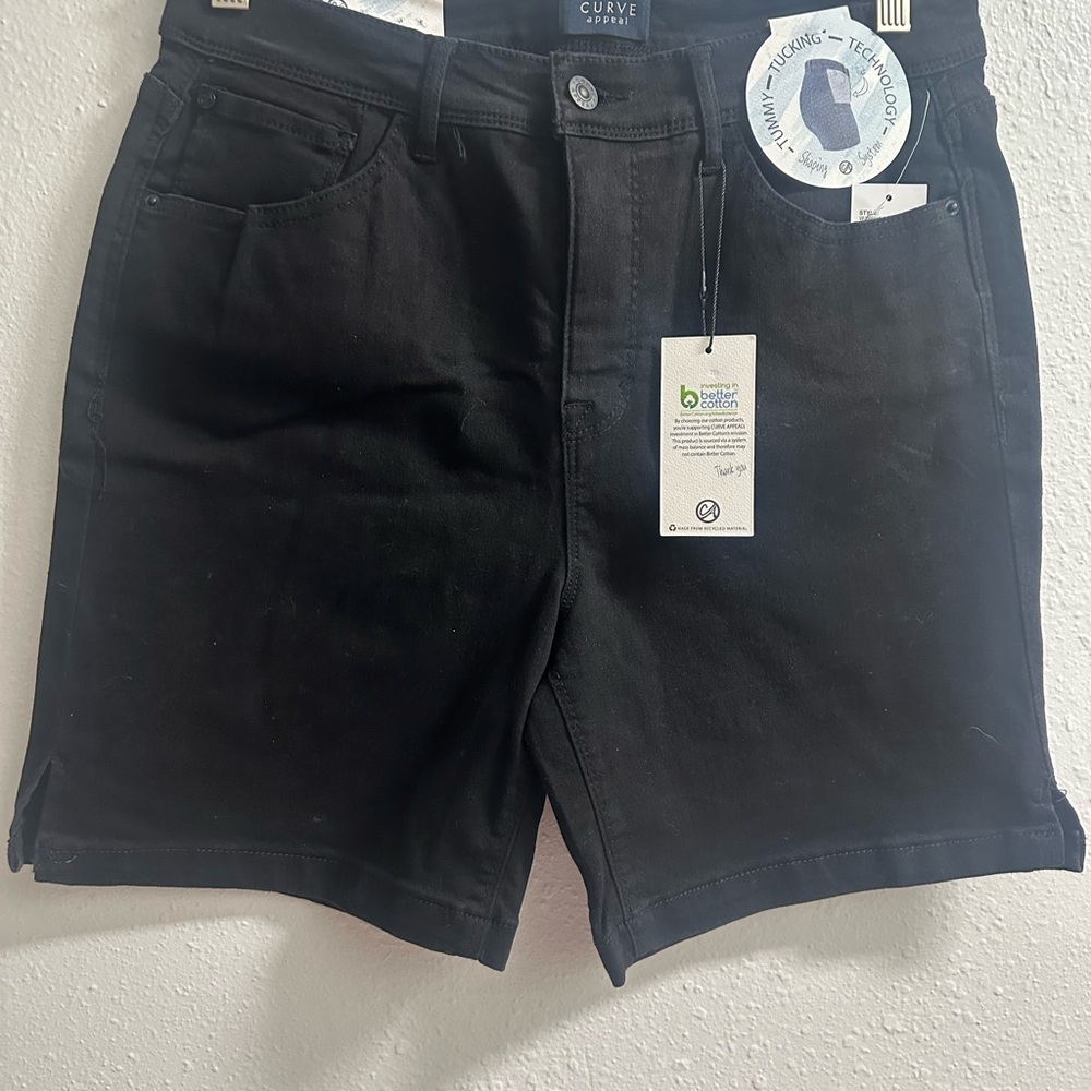 Black Jean Shorts Mid-Thigh Length